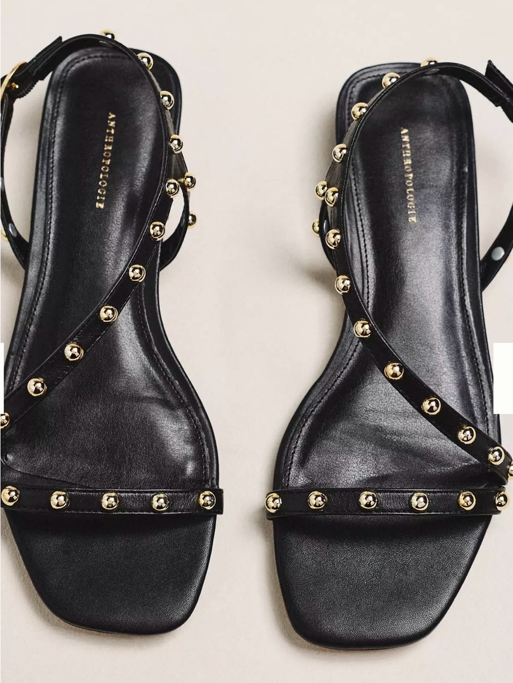By Anthropologie Strappy Studded Flats